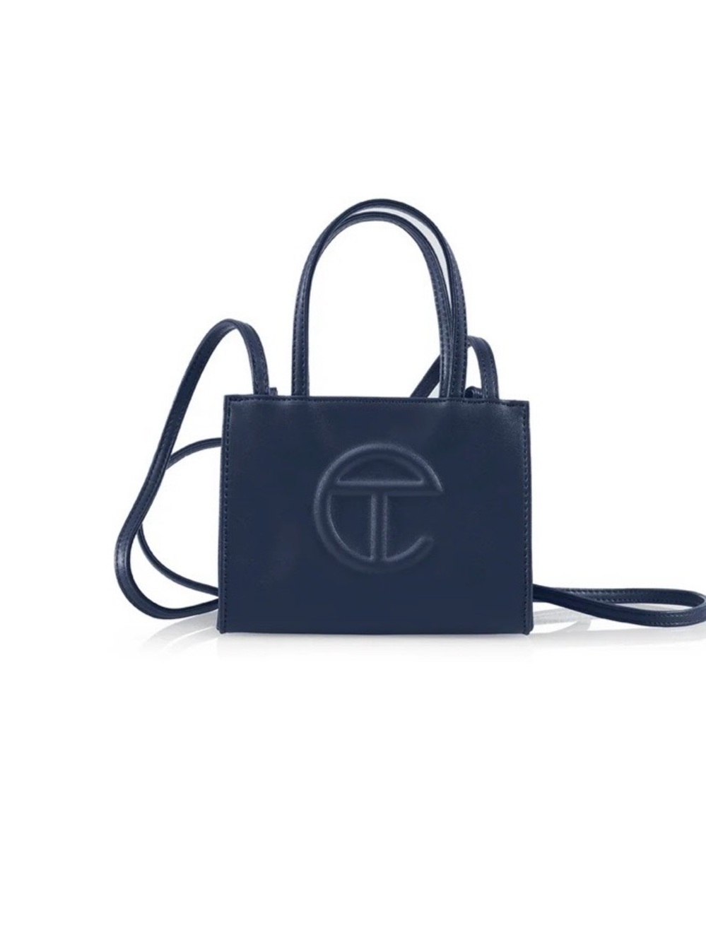 NWOT Telfar Navy Small Leather Top-Handle Crossbody Bag